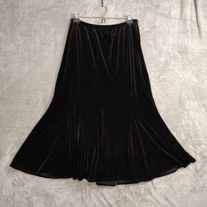 VTG‎ Choices Maxi Skirt M Black Velvet & Goth Witchy Holiday Whimsy Twirl